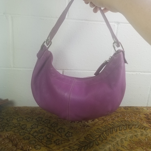 Vtg y2k The Sak bubblegum pink leather shoulder bag - Picture 7 of 10